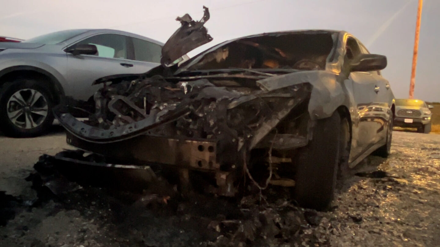 A car caught on fire in a Columbia Regional Airport parking lot Sunday, Oct. 25, 2026. 