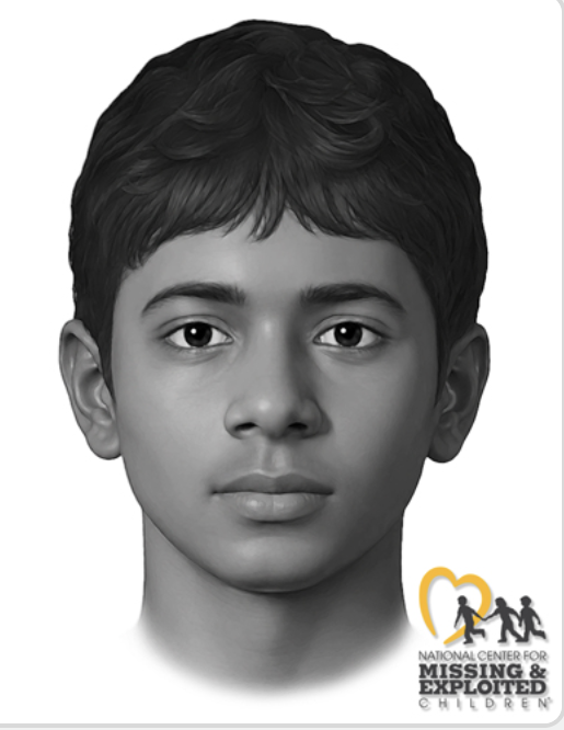 A rendering of a reconstructed face shared by the National Center for Missing and Exploited Children shows the potential face of a John Doe whose skull was found October 2013 in Dixon, Missouri. 